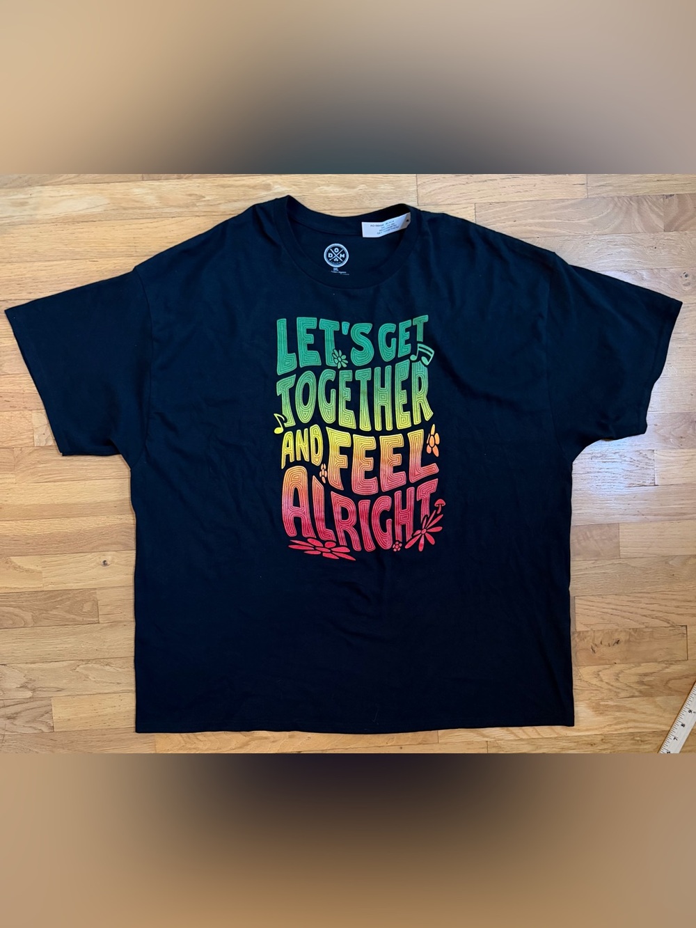 DOM Men's 3XL NWT Get Together Feel Alright Reggae Graphic Tee Black